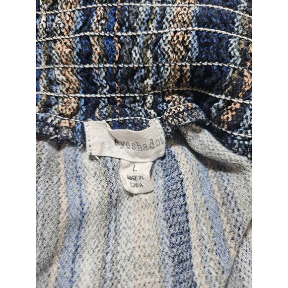 Eyeshadow women's shirred, lace detail, button down top, Large - Picture 6 of 7